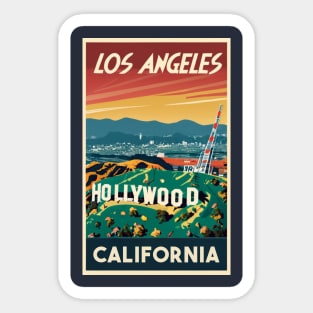 A Vintage Travel Art of Hollywood - Los Angeles - California - US Sticker